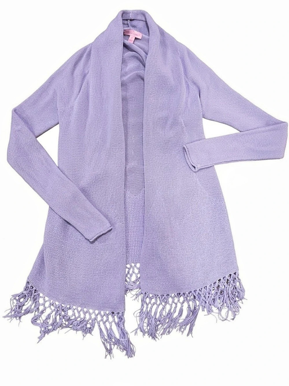 Lilly Pulitzer XS Tatum Purple Cotton Knit Cardigan Sweater with Tassels